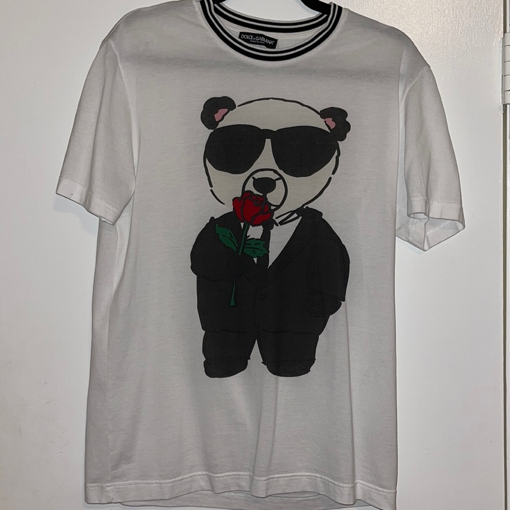 Dolce & Gabbana White Panda Suit Graphic Men’s T-Shirt size 48 - US XL